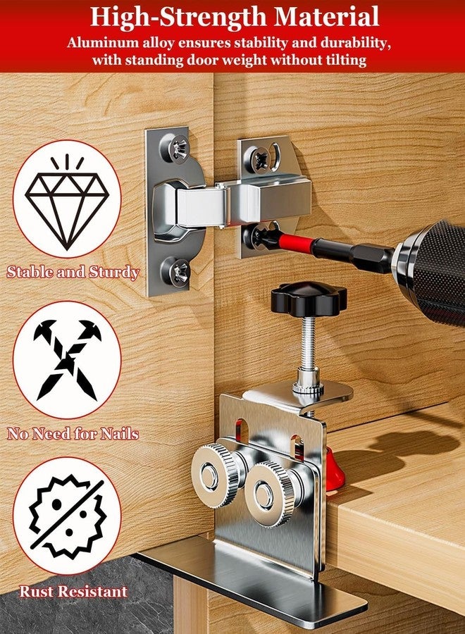 XSteez Cabinet Door Mounting Jig, Support Arm Installation Positioner, Adjustable Door Clamp - Image 4